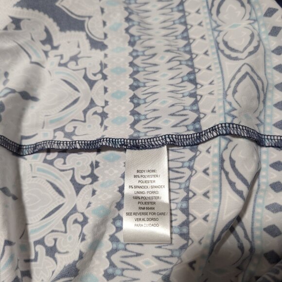 Studio One Women's Navy Blue White Printed Shift Boho Chic Dress Size Medium - Picture 9 of 9